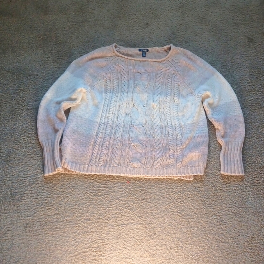 Chaps Long Sleeves Knitted Crew Neck Casual Sweater Women